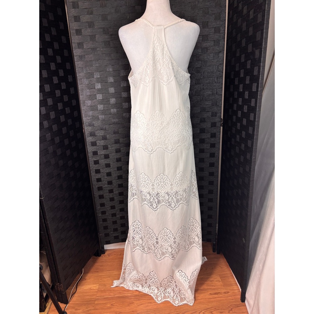 Lace‎ Maxi Shift Dress Womens M White Boho Bridal Wedding Beach Party Ethereal - Picture 4 of 12